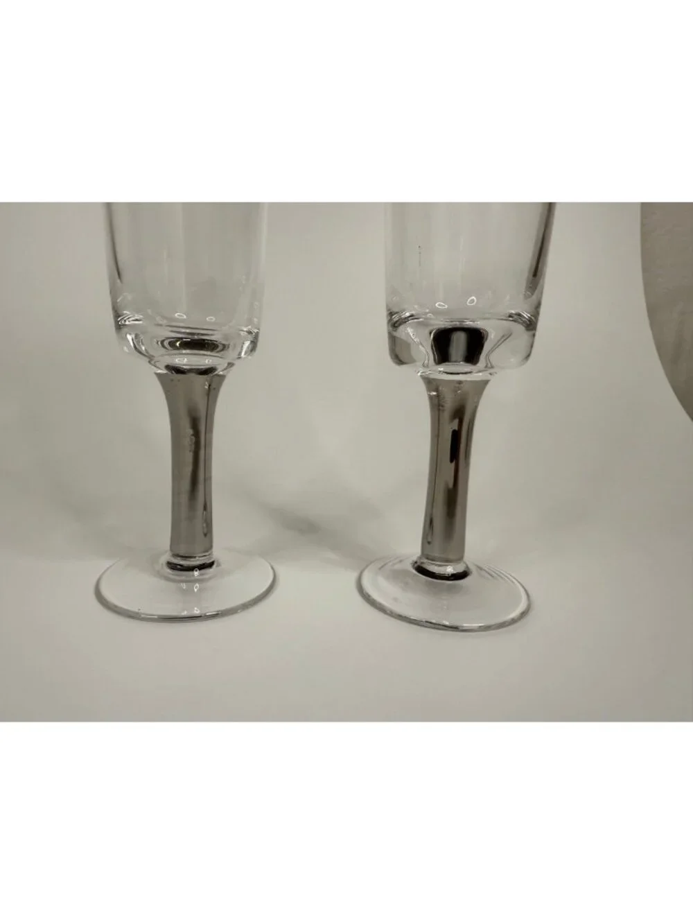 Christian Audigier Silver Stem Champagne Flutes, 8.25